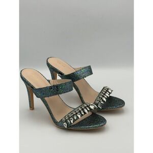 Multicolor Glitter Rhinestone Heels US 10 Stiletto Party St Patricks Day Teal